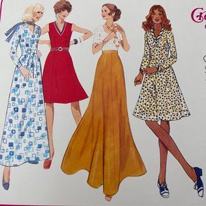 Creative Patterns A2 Dress V Neck Sleeveless Flared Skirt Uncut 1975 Hip 32 - 40